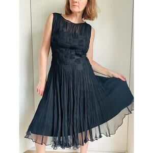 Tadashi Shodji Womens Silk Party/Cocktail Dress Black Size 10 Demure Classic